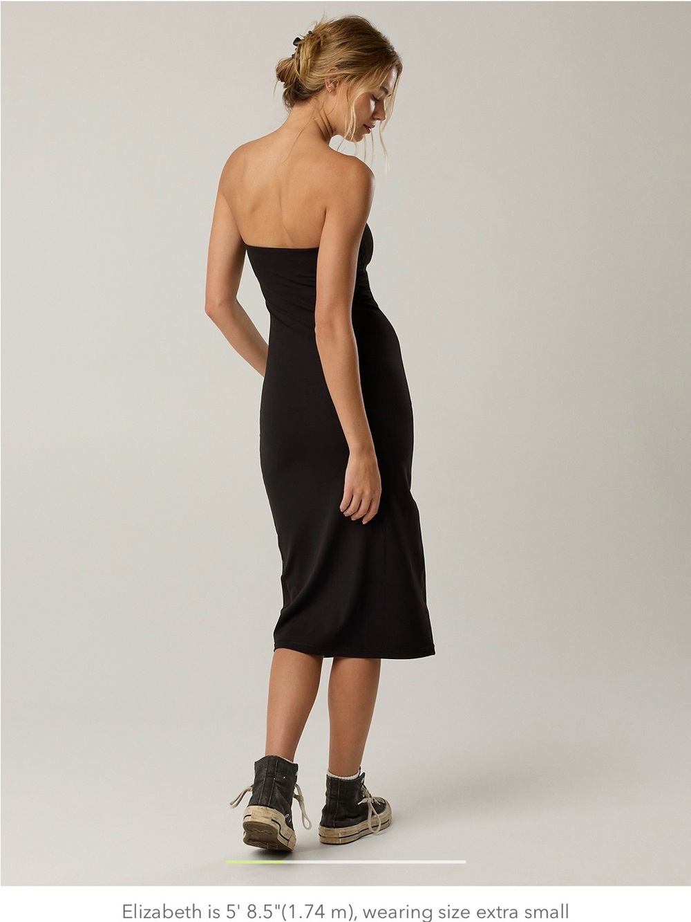 aerie Strapless Black Midi Dress